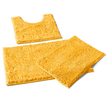 Load image into Gallery viewer, 3 Piece Set (Style A) Bath Rugs + U Shape Toilet Mat, Mustard
