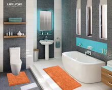 Load image into Gallery viewer, Luxury Microfiber 2-Piece Toilet &amp; Bath Mat Set, XL, Orange

