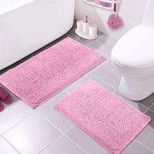 Load image into Gallery viewer, Microfiber 2-Piece Rectangular Mats Set, 20x30 &amp; 15x23 Inch, Pink
