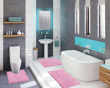 Load image into Gallery viewer, 3 Piece Set (Style A) Bath Rugs + U Shape Toilet Mat, Pink
