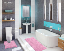 Load image into Gallery viewer, Luxury Microfiber 2-Piece Toilet &amp; Bath Mat Set, XL, Pink
