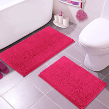 Load image into Gallery viewer, Microfiber 2-Piece Rectangular Mats Set, 20x30 &amp; 15x23 Inch, Hot Pink
