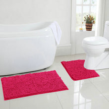Load image into Gallery viewer, LuxUrux Bathroom Rugs Luxury Chenille 2-Piece Bath Mat Set, Hot Pink
