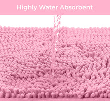 Load image into Gallery viewer, 2 Piece Bath Rug + Square Cutout Toilet Mat Set, Pink
