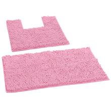 Load image into Gallery viewer, 2 Piece Bath Rug + Square Cutout Toilet Mat Set, Pink
