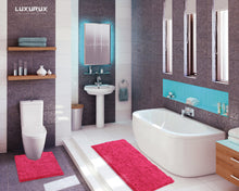 Load image into Gallery viewer, Luxury Microfiber 2-Piece Toilet &amp; Bath Mat Set, XL, Hot Pink
