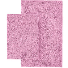 Load image into Gallery viewer, Microfiber 2-Piece Rectangular Mats Set, 20x30 &amp; 15x23 Inch, Pink
