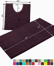 Load image into Gallery viewer, Bathroom Rugs Luxury Chenille 2-Piece Bath Mat Set, Large, Plum
