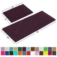 Load image into Gallery viewer, Chenille Microfiber 2-Piece Rectangular Mats Set, XL, Plum
