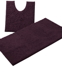 Load image into Gallery viewer, Bathroom Rugs Luxury Chenille 2-Piece Bath Mat Set, Large, Plum
