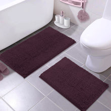 Load image into Gallery viewer, Microfiber 2-Piece Rectangular Mats Set, 20x30 &amp; 15x23 Inch, Plum
