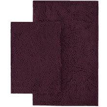 Load image into Gallery viewer, Microfiber 2-Piece Rectangular Mats Set, 20x30 &amp; 15x23 Inch, Plum
