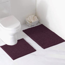 Load image into Gallery viewer, Luxury Chenille Bathroom Rugs 2-Piece Bath Mat Set, Small, Plum
