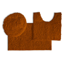 Load image into Gallery viewer, 3pc Set (Style B) Bath Rug + U Shape Toilet Mat + Round Toilet Lid Cover Rug, Pumpkin
