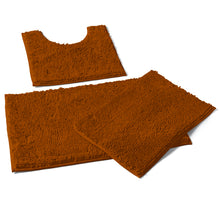 Load image into Gallery viewer, 3 Piece Set (Style A) Bath Rugs + U Shape Toilet Mat, Pumpkin
