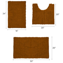 Load image into Gallery viewer, 3 Piece Set (Style A) Bath Rugs + U Shape Toilet Mat, Pumpkin
