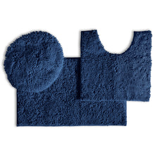 Load image into Gallery viewer, 3pc Set (Style B) Bath Rug + U Shape Toilet Mat + Round Toilet Lid Cover Rug, Blue-purple
