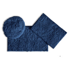 Load image into Gallery viewer, 3pc Set (Style C) Bath Rugs + Round Toilet Lid Rug, Blue-purple
