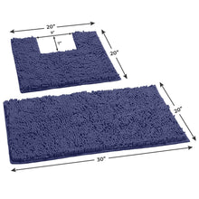 Load image into Gallery viewer, 2 Piece Bath Rug + Square Cutout Toilet Mat Set, Purple

