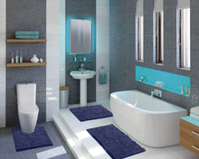 Load image into Gallery viewer, 3 Piece Set (Style A) Bath Rugs + U Shape Toilet Mat, Blue-purple
