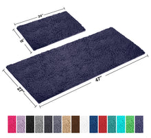 Load image into Gallery viewer, Chenille Microfiber 2-Piece Rectangular Mats Set, XL, Purple
