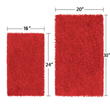 Load image into Gallery viewer, Microfiber 2-Piece Rectangular Mats Set, 20x30 &amp; 15x23 Inch, Red
