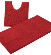 Load image into Gallery viewer, Bathroom Rugs Luxury Chenille 2-Piece Bath Mat Set, Large, Red
