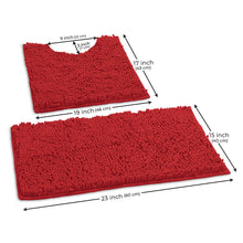 Load image into Gallery viewer, Luxury Chenille Bathroom Rugs 2-Piece Bath Mat Set, Small, Red
