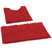 Load image into Gallery viewer, Luxury Chenille Bathroom Rugs 2-Piece Bath Mat Set, Small, Red
