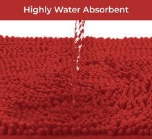 Load image into Gallery viewer, 2 Piece Bath Rug + Square Cutout Toilet Mat Set, Red
