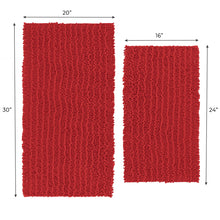 Load image into Gallery viewer, Rectangular 2 Piece Bath Rug Set | 20x30 + 15x23 inch | Red
