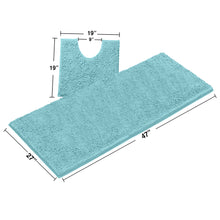 Load image into Gallery viewer, Luxury Microfiber 2-Piece Toilet &amp; Bath Mat Set, XL, Spa Blue

