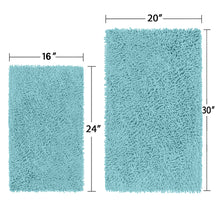 Load image into Gallery viewer, Microfiber 2-Piece Rectangular Mats Set, 20x30 &amp; 15x23 Inch, Spa Blue
