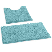 Load image into Gallery viewer, Luxury Chenille Bathroom Rugs 2-Piece Bath Mat Set, Small, Spa Blue

