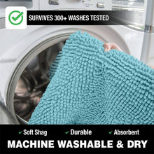 Load image into Gallery viewer, 2 Piece Bath Rug + Square Cutout Toilet Mat Set, Spa Blue
