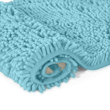 Load image into Gallery viewer, 2 Piece Bath Rug + Square Cutout Toilet Mat Set, Spa Blue
