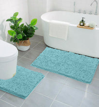 Load image into Gallery viewer, LuxUrux Bathroom Rugs Luxury Chenille 2-Piece Bath Mat Set, Spa Blue
