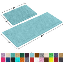 Load image into Gallery viewer, Chenille Microfiber 2-Piece Rectangular Mats Set, XL, Spa Blue
