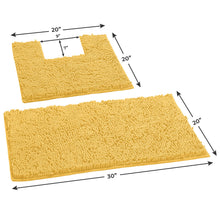 Load image into Gallery viewer, 2 Piece Bath Rug + Square Cutout Toilet Mat Set, Sunshine Yellow
