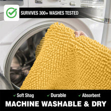 Load image into Gallery viewer, 2 Piece Bath Rug + Square Cutout Toilet Mat Set, Sunshine Yellow
