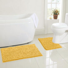 Load image into Gallery viewer, LuxUrux Bathroom Rugs Luxury Chenille 2-Piece Bath Mat Set, Sunshine Yellow

