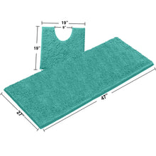 Load image into Gallery viewer, Luxury Microfiber 2-Piece Toilet &amp; Bath Mat Set, XL, Turquoise
