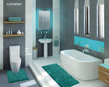 Load image into Gallery viewer, Luxury Microfiber 2-Piece Toilet &amp; Bath Mat Set, XL, Turquoise
