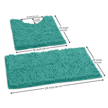 Load image into Gallery viewer, Luxury Chenille Bathroom Rugs 2-Piece Bath Mat Set, Small, Turquoise
