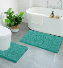 Load image into Gallery viewer, LuxUrux Bathroom Rugs Luxury Chenille 2-Piece Bath Mat Set, Turquoise

