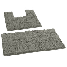 Load image into Gallery viewer, 2 Piece Bath Rug + Square Cutout Toilet Mat Set, Warm Gray
