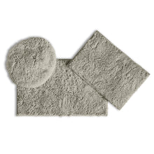 Load image into Gallery viewer, 3pc Set (Style C) Bath Rugs + Round Toilet Lid Rug, Warm Grey
