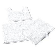Load image into Gallery viewer, 3 Piece Set (Style A) Bath Rugs + U Shape Toilet Mat, White
