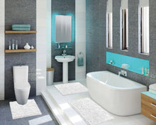 Load image into Gallery viewer, 3 Piece Set (Style A) Bath Rugs + U Shape Toilet Mat, White
