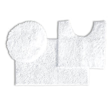 Load image into Gallery viewer, 3pc Set (Style B) Bath Rug + U Shape Toilet Mat + Round Toilet Lid Cover Rug, White
